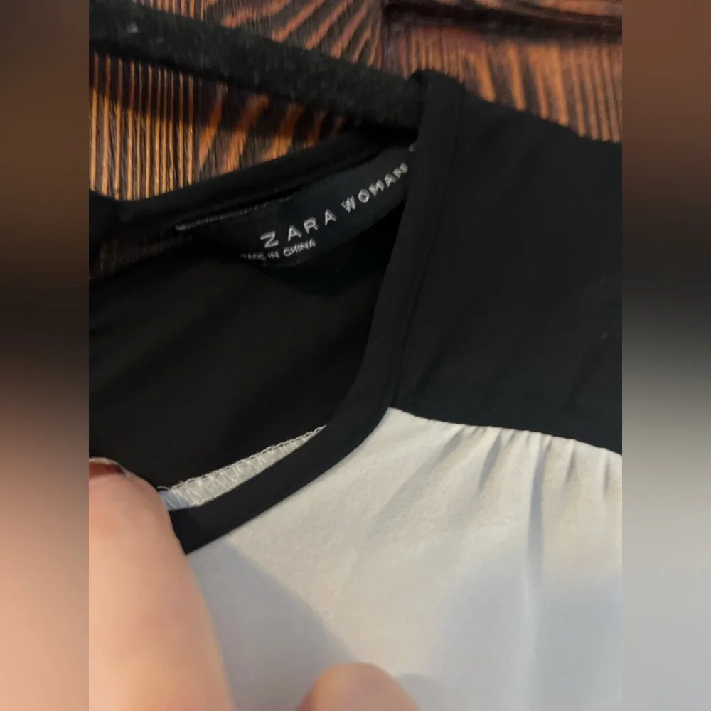 Zara Black and White Sheer Blouse - Picture 2 of 5